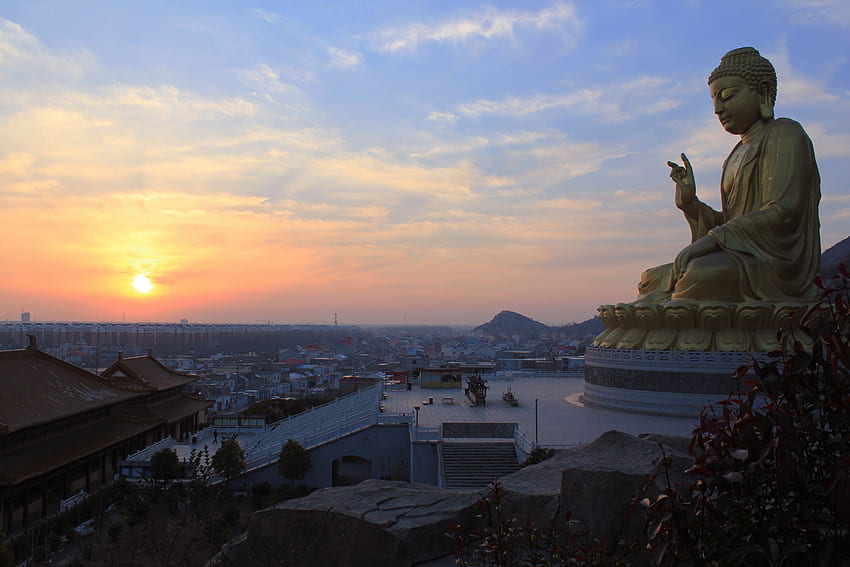 Big Buddha, Buddha Statues, Sunset, statue, sculpture HD wallpaper