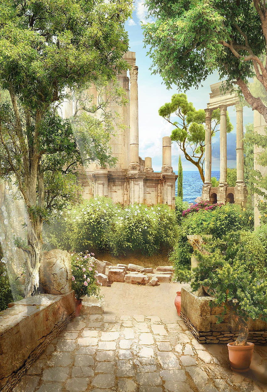 古代ギリシャの中庭の神話の背景 古代ギリシャ []、モバイル、タブレット用。 ギリシャの背景を探ります。 ギリシャの旗 , ギリシャ神話 , ギリシャ神話 , ギリシャの庭園 HD電話の壁紙
