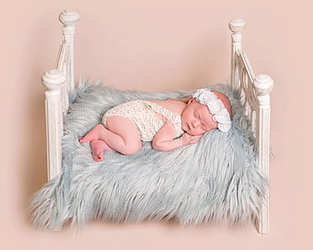 Cute Newborn Baby Is Sleeping On Fur Bed Covered With Ash Woolen Knitted  Cloth Cute HD wallpaper  Peakpx