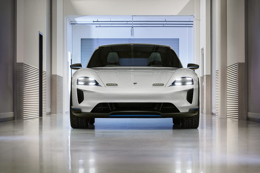 Porsche Mission E Cross Turismo, white sports car, 2018 HD wallpaper