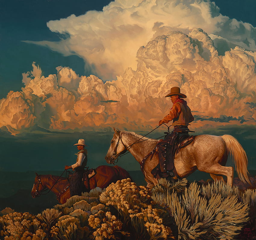 Mark Maggiori, peinture de cow-boy Fond d'écran HD