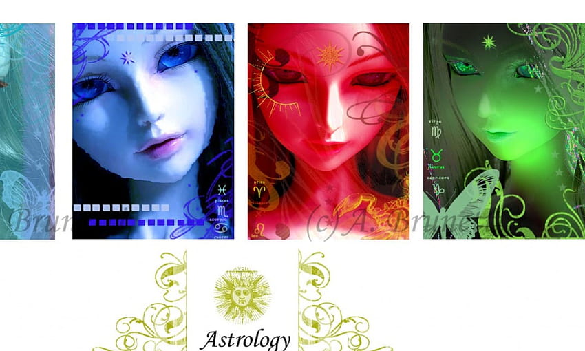 占星術の 4 つの要素、地、水、火、空気 高画質の壁紙