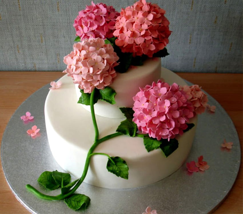 Cake with beautiful flowers, sweet, beautiful, , cake HD wallpaper