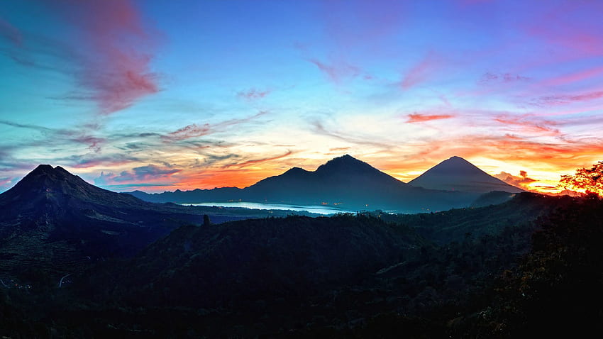 자연, 하늘, 산, 해돋이, 발리, 인도네시아, Kintamani HD 월페이퍼