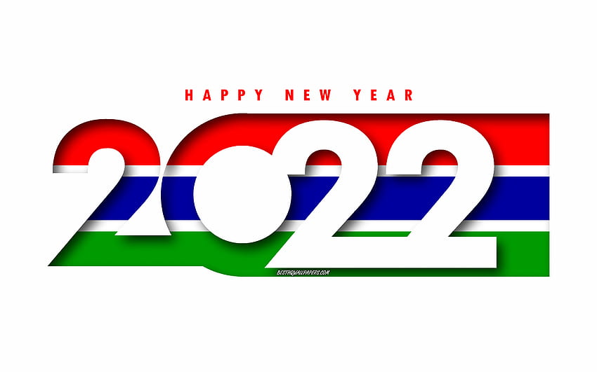 Happy New Year 2022 Gambia, white background, Gambia 2022, Gambia 2022 New Year, 2022 concepts, Gambia, Flag of Gambia HD wallpaper