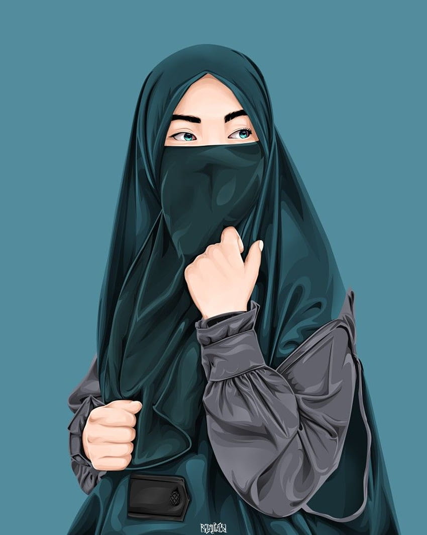 Hijab Niqab vector portrait in 2021. Vector portrait, Girls ...