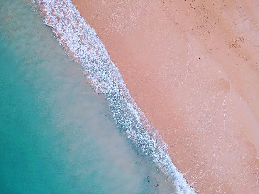 Naturaleza, suave, olas del mar, vista aérea, playa. fondo de pantalla