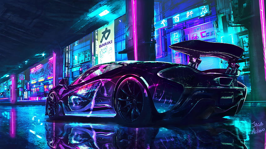 Cyberpunk, McLaren, Supercar, Seni neon, Mobil Wallpaper HD