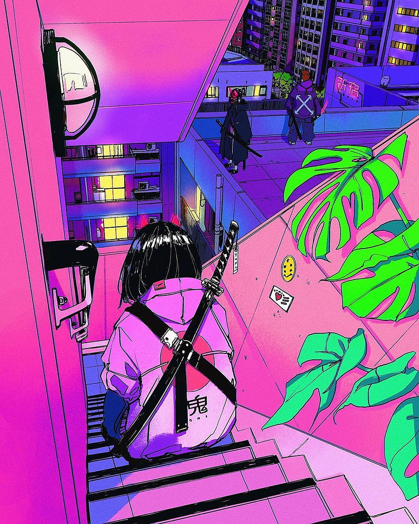 Just A Girl Who Loves Anime - Kawaii Vaporwave Anime Girl Art Print by  stefanart | Society6