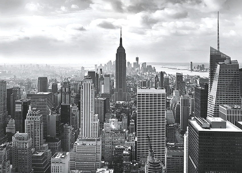 New York wall mural black and white HD wallpaper