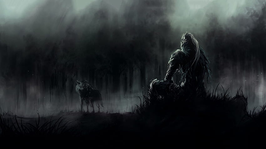 Dark Souls Game Soldier Warrior Resting With Wolf HD wallpaper