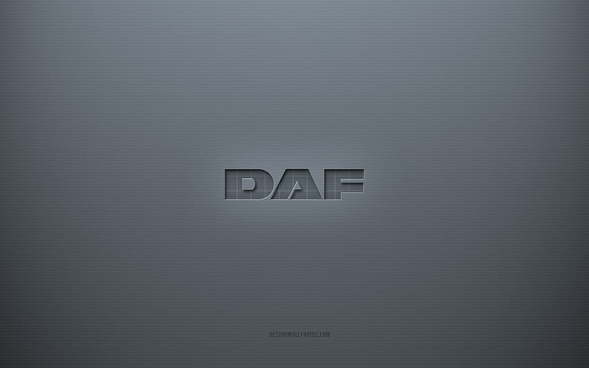 DAF logo, gray creative background, DAF emblem, gray paper texture, DAF, gray background, DAF 3d logo HD wallpaper