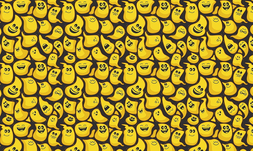 Yellow ghosts pattern, abstract HD wallpaper