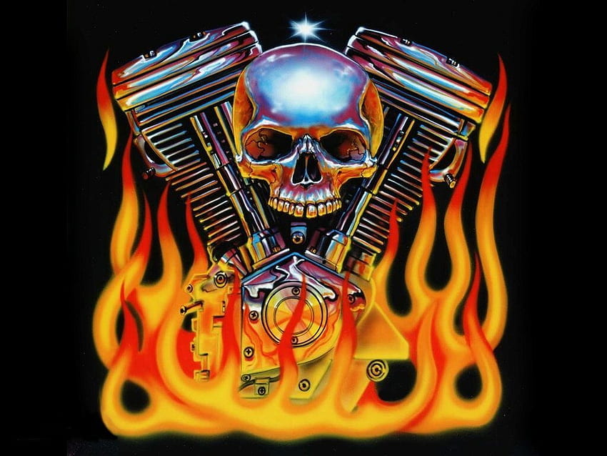 Flaming Skull (Harley Davidson) | Acrylic and airbrush paint… | Flickr