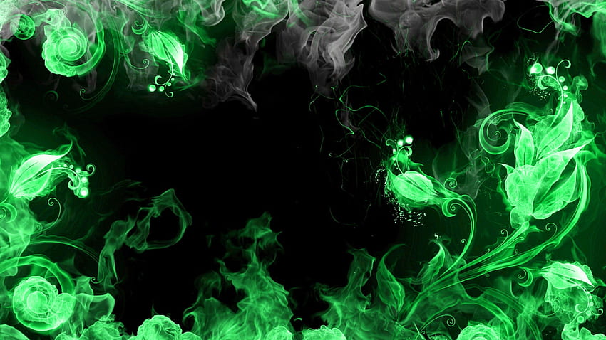 Fumaça verde, fumaça verde neon papel de parede HD