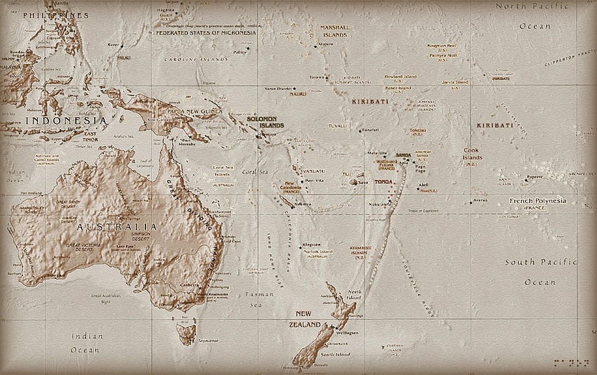 Mapa de Oceanía. Stock de mapas de Oceanía, mapa de Australia fondo de pantalla