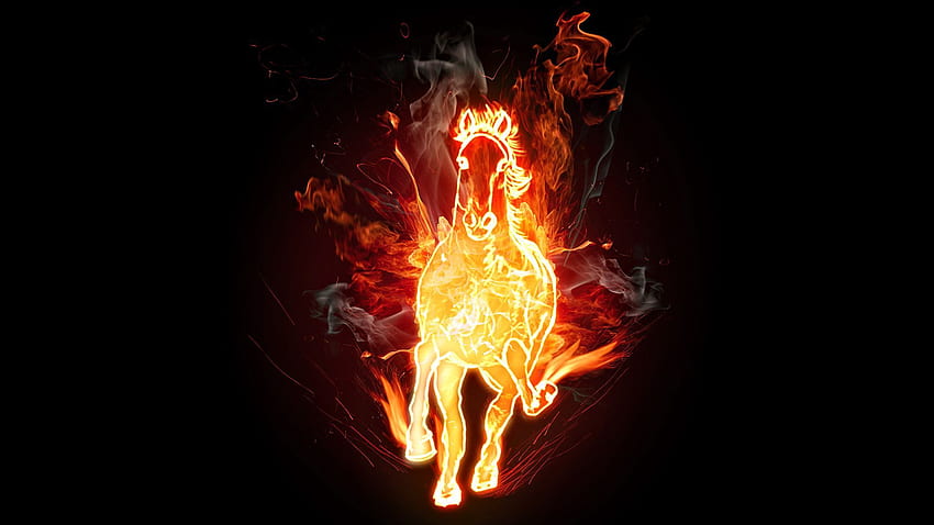 火でできた馬が私たちに向かって疾走する、アイスホースの詳細 高画質の壁紙