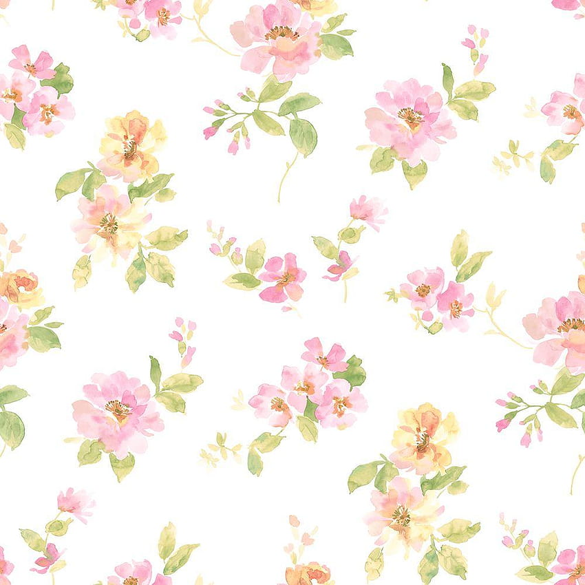 Chesapeake Captiva Pink Watercolor Floral Paper Strippable Roll (Meliputi 56,38 kaki persegi)-DLR54594 - The Home Depot, Watercolor Flowers wallpaper ponsel HD