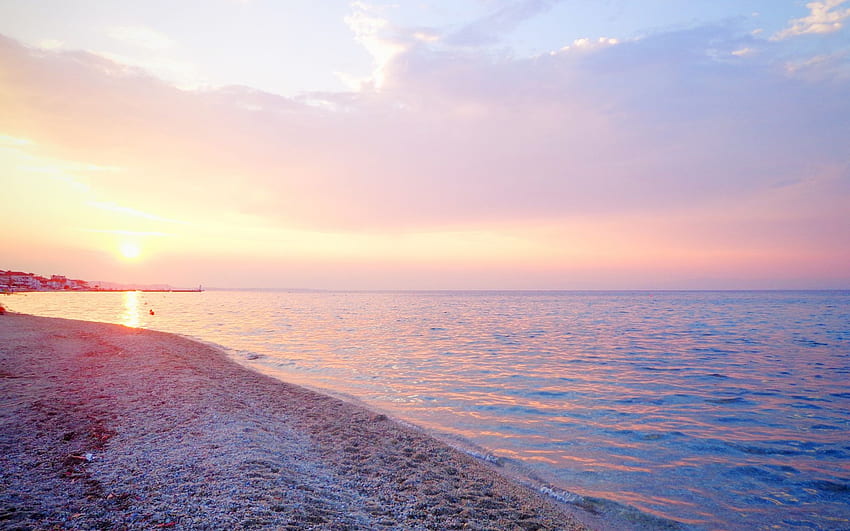 Ocean Beach Pink Sunset, Ocean MacBook HD wallpaper