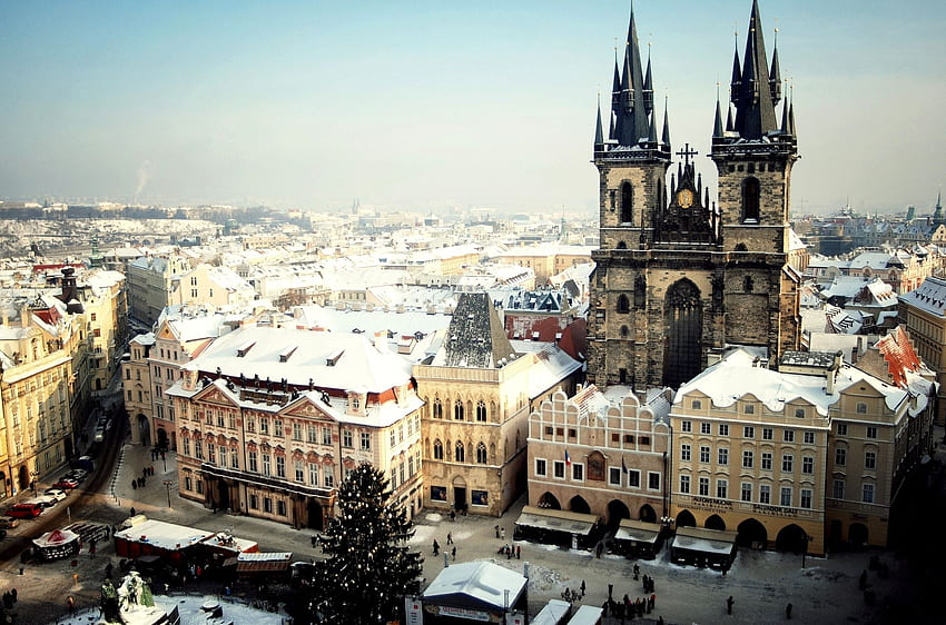 Prague Czech buildings winter . . 46718 HD wallpaper