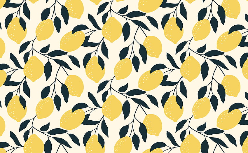 Bright contrasting lemons and leaves Pattern for Walls. Lemony Fresh, Lemon Print HD wallpaper