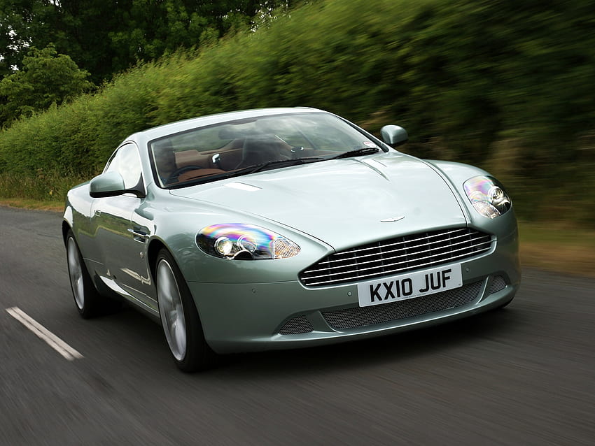 Sports, Auto, Aston Martin, Cars, Asphalt, Front View, Speed, Style, Shrubs, Db9, 2010, Green Metallic HD wallpaper