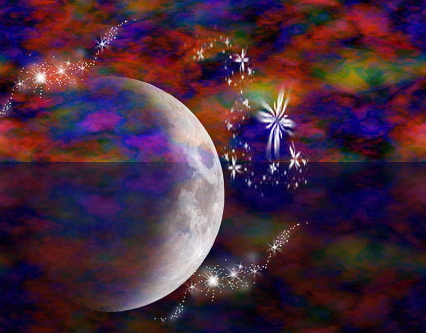 A Magical Thought For You :), hidden emotions, universe, wishes, stars, dreamers, magical, love, clouds, moons HD wallpaper