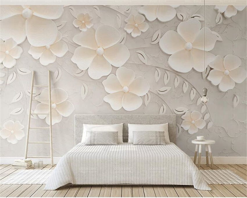 US $ 42% OFF. Beibehang Custom Beige Embossed Flowers 3D Bedroom TV  Interior Design Decoration Background Wall 3D Murals In HD wallpaper |  Pxfuel