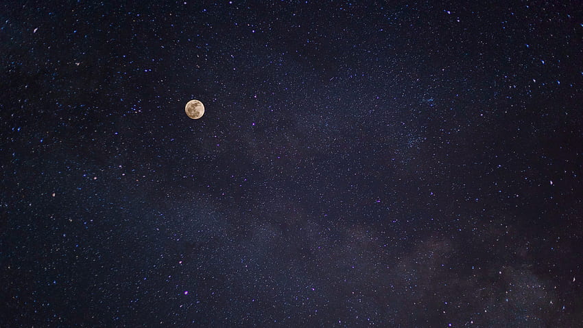 Full Moon And Stars Galaxy Laptop Full , , Background, and HD wallpaper