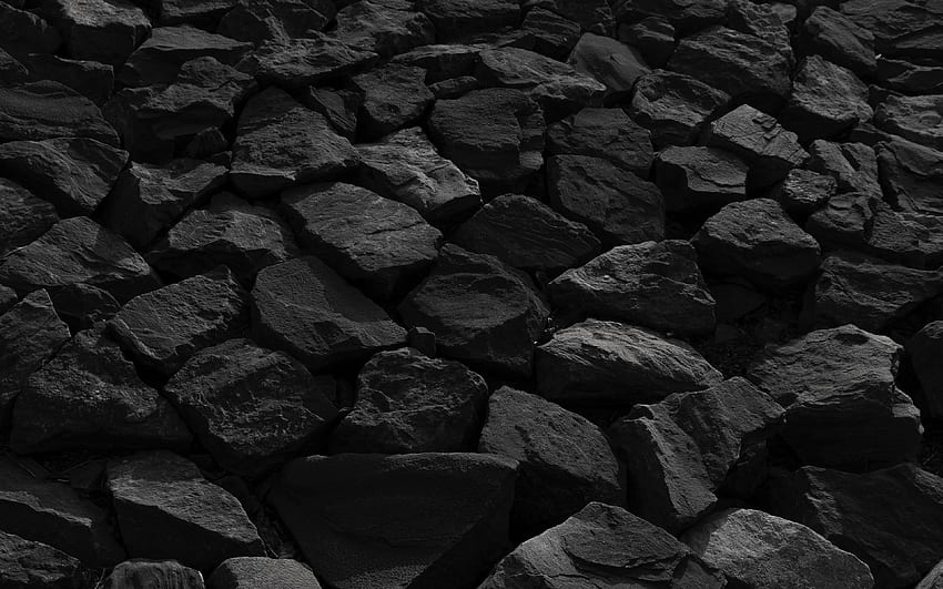 schwarze Steine, Makro, große Steine, schwarze Steintextur, Kieselhintergründe, Kiestexturen, Kieseltexturen, Steinhintergründe, schwarze Kieselsteine, schwarze Hintergründe, Kiesel, schwarze Steintextur HD-Hintergrundbild