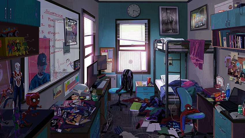 La habitación de Miles en 'Into The Spider Verse' Zoom Background, Zoom Backgrounds fondo de pantalla