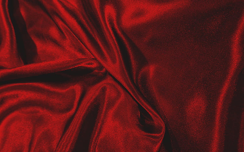 roter Seidenstoff, Seidenstoffstruktur, roter Stoffhintergrund, roter Seidenhintergrund, rote Seidenwellenstruktur, roter Wellenstoffhintergrund HD-Hintergrundbild