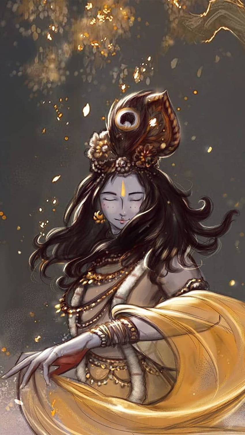Krishna, murli, pavone Sfondo del telefono HD