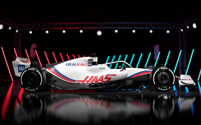2022, Haas VF-22, samochód F1, , widok z boku, powierzchowność, Formuła 1, VF-22 2022, samochód wyścigowy, Haas F1 Team Tapeta HD