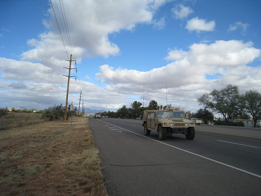Humvee, desert, road, truck HD wallpaper
