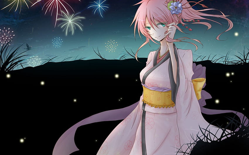 Anime, Girl, Vocaloid, Megurine Luka, Kimono HD wallpaper