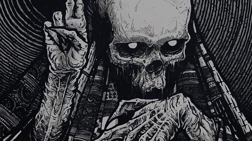 Dark fantast skeleton skull occult horror creepy spooky, Scary Halloween HD wallpaper