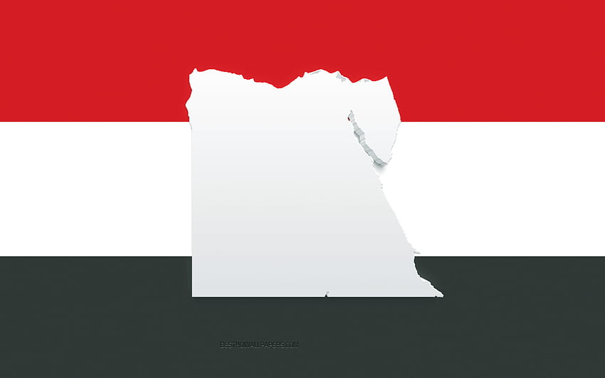 Egypt map silhouette, Flag of Egypt, silhouette on the flag, Egypt, 3d Egypt map silhouette, Egypt flag, Egypt 3d map HD wallpaper
