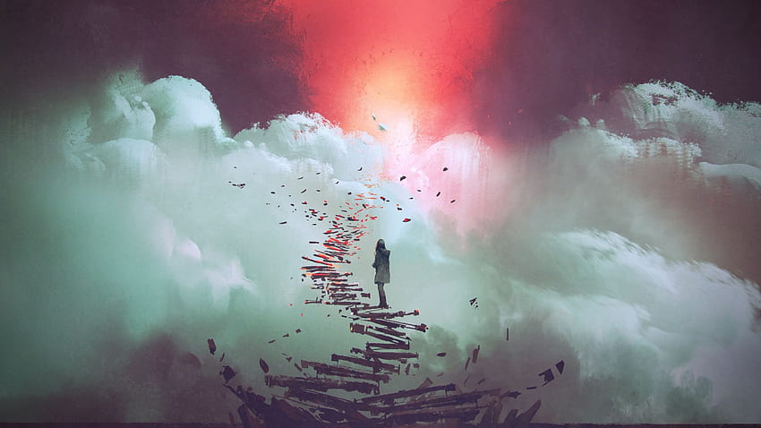 Broken Stairway To Heaven, Abstract Paradise HD wallpaper