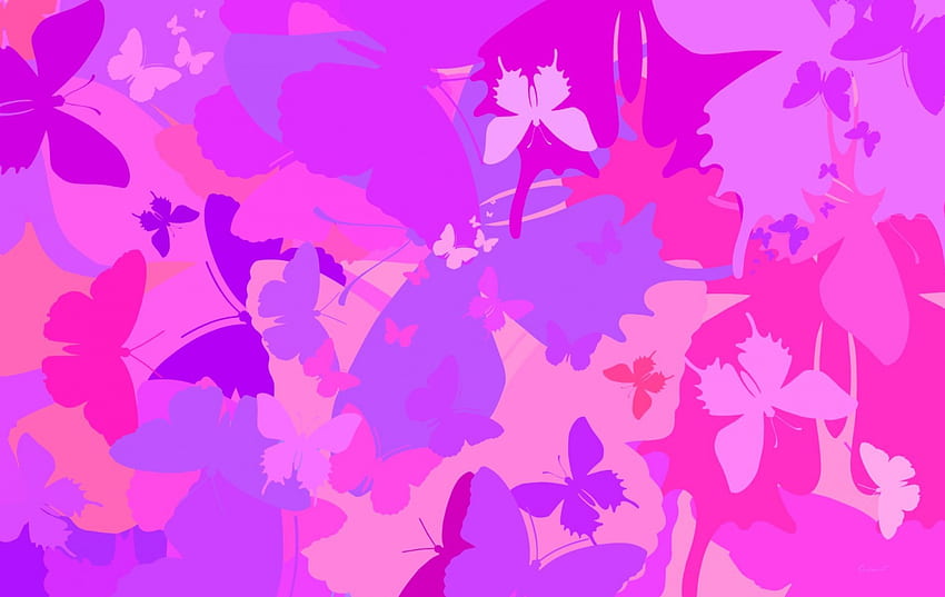 Motyle, fioletowe, różowe, autorstwa cehenot, motyl, tekstura, wektor Tapeta HD