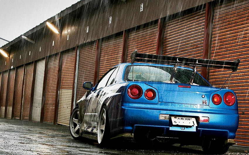 青いクーペ 日産スカイライン GT R R34 日産スカイライン 高画質の壁紙
