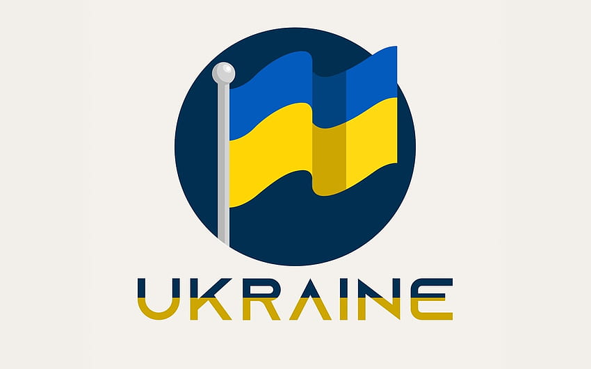 Мир за Украйна, кръг, Украйна, флаг, жълто, синьо HD тапет