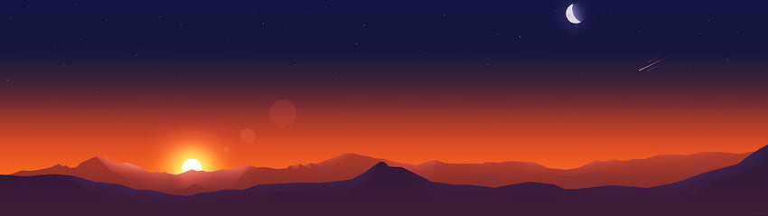 きれいな夕焼け: マルチウォール、3840x1080 ハロウィン 高画質の壁紙
