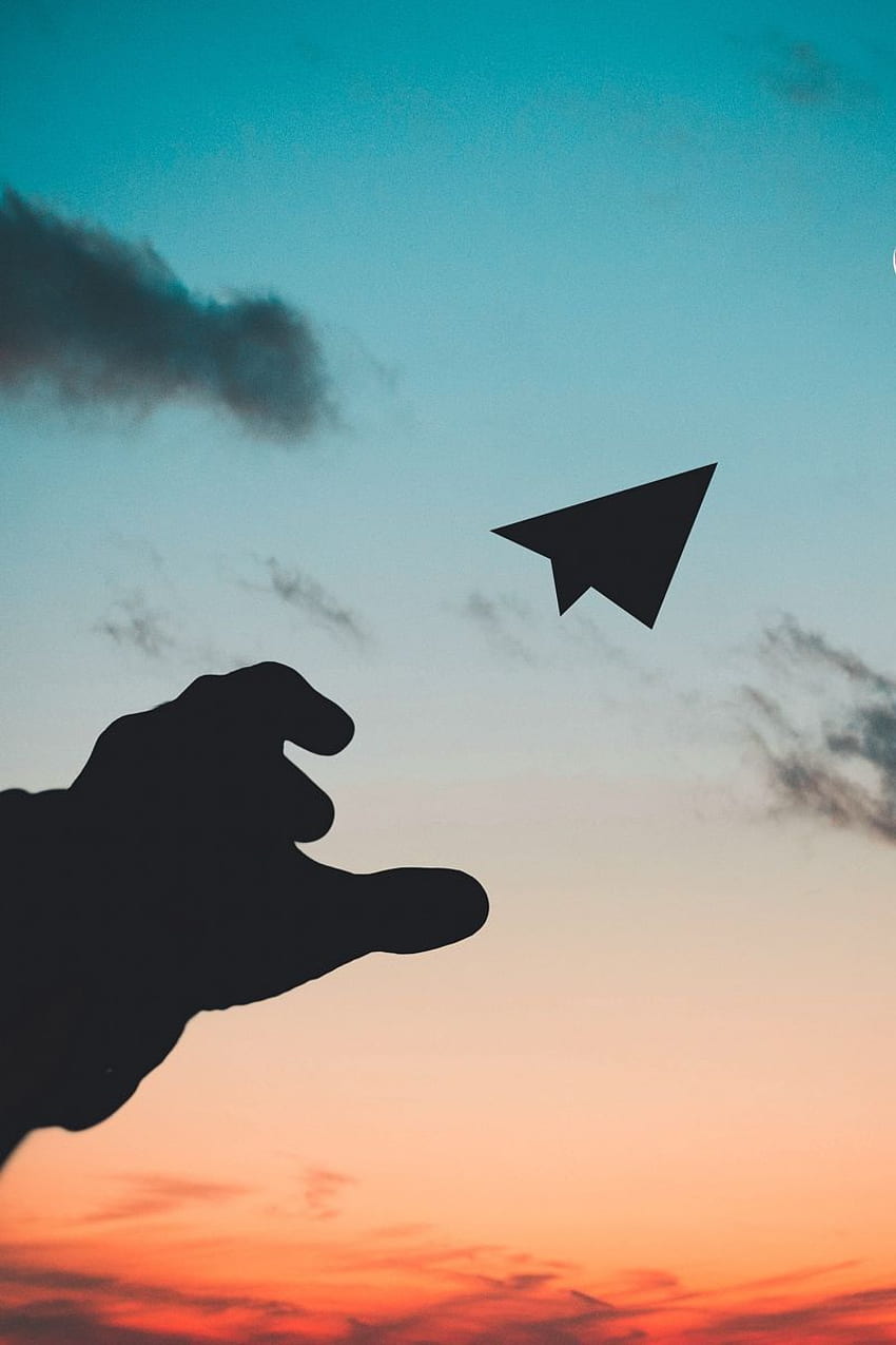 paper airplane, hand, sky HD phone wallpaper