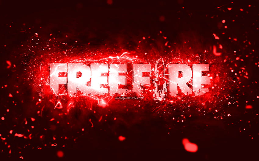 Червено лого на Garena Fire, , червени неонови светлини, творчески, червен абстрактен фон, лого на Garena Fire, онлайн игри, лого на Fire, Garena Fire HD тапет