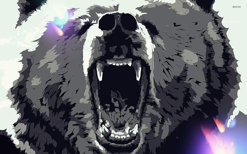 Angry bear - Digital Art, Colorful Bear HD wallpaper