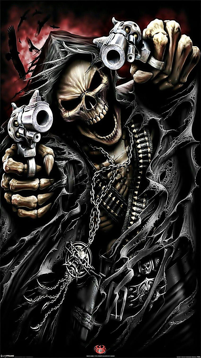 Skulls And Guns, Cool Skeleton HD phone wallpaper