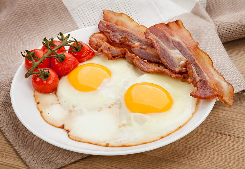 อาหารเช้า เบคอน ไข่ เนื้อ ไก่ หมู. ไข่ดาว วอลล์เปเปอร์ HD