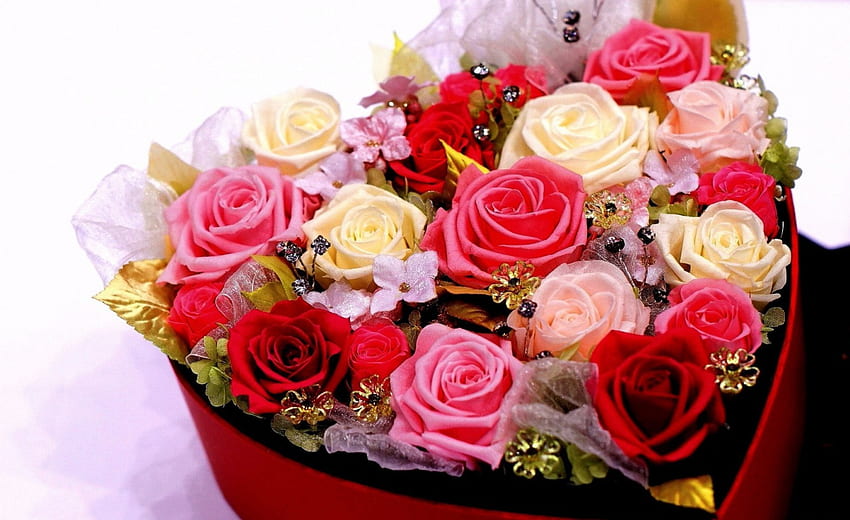 * ของชำร่วยสวยๆ * ช่อดอกกุหลาบ กล่องดอกไม้ ของชำร่วยน่ารัก วอลล์เปเปอร์ HD