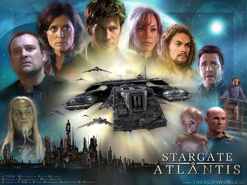 Stargate Atlantis, naves, ciudad, atlantis, elenco, stargate, collage fondo de pantalla